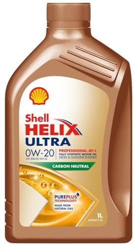 Image of Shell Ultra Professional AV-L, 0W-20 Fully Synthetic Motor Oil, For Diesel and Gasoline Engines, 1 L