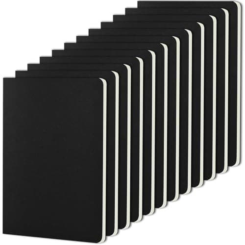 Image of ZCZN A5 Lined Notebooks, 12 Pack Ruled Notepad, Black Kraft Cover Travel Journal for School, Work & Notes