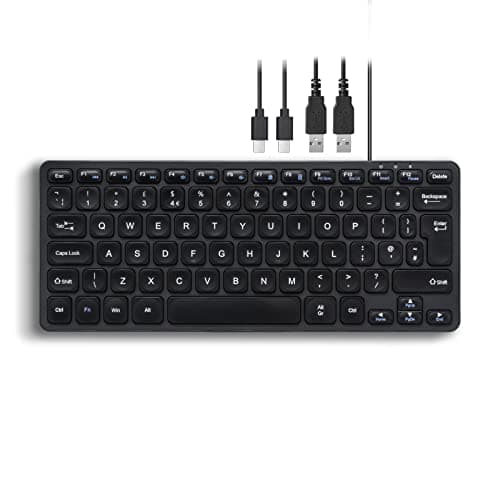 Image of Perixx PERIBOARD-416 Wired Mini USB Keyboard with 4 Hubs - Scissor Keys - Big Print Keys - Detachable USB-A Cable - UK English
