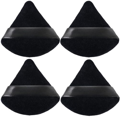 Image of ZHIYE 4pcs Triangle Powder Puffs, Reusable Face Makeup Puff, Multifunctional Facial Makeup Tool Wet, Dry Dual-Use Makeup Sponge for BB CC Cream Liquid Foundation(BLack)