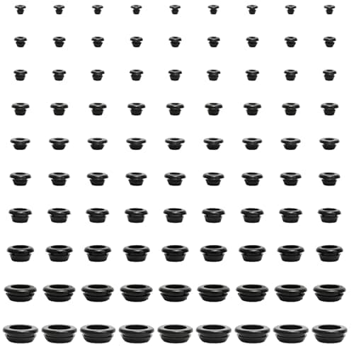 Image of 100 Pcs Rubber Grommets Assortment for Electrical Boxes, Electrical Back Box Grommets Kit, Black Grommet Wire Hole Cover for Cable Protecting (5/6/7/8/9/10/12/14/17/20 mm)