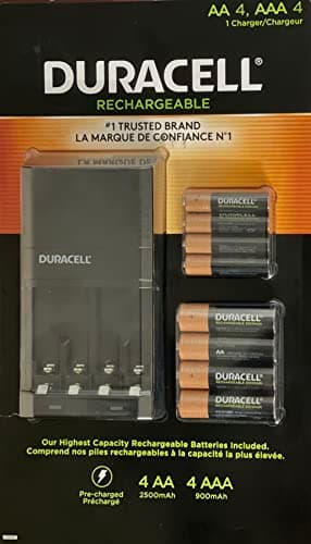 Image of Duracell Charger with Four AA and Four AAA Rechargeable Batteries