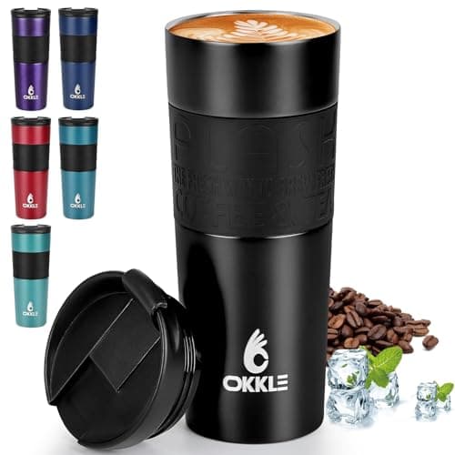 Image of OKKLE Travel Mugs for Hot Drinks 600ml, Insulated Coffee Mug with Leakproof Lid BPA-Free Coffee Travel Mug, Vacuum Insulation Stainless Steel Cup for Hot and Cold Coffee and Tea