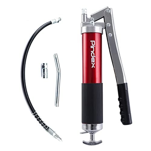 Image of Pindex Grease Gun 8000 PSI Professional Pistol Grip with Flexible Hose Hand Lever Heavy Duty Manual Grease Gun Tool Fit 14oz Cartridge and Bulk for Heavy Equipment, Vehicles, Machinery