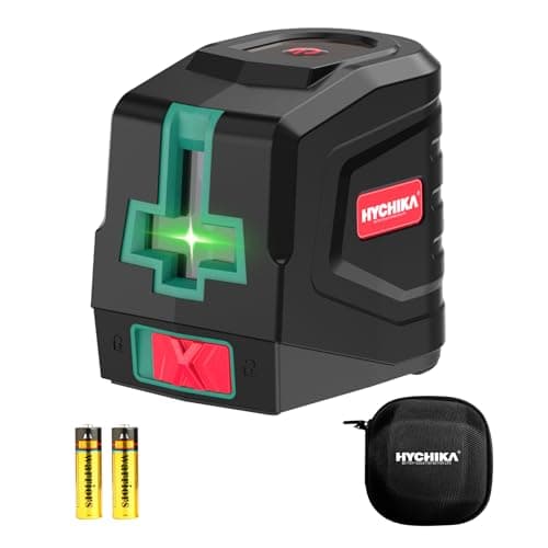 Image of HYCHIKA Laser Level 15 M, Horizontal and Vertical Cross Line Laser with Self-Levelling and Manual Modes, Includes Carrying Pouch and 2 *AA Batteries, for Home Decoration, DIY
