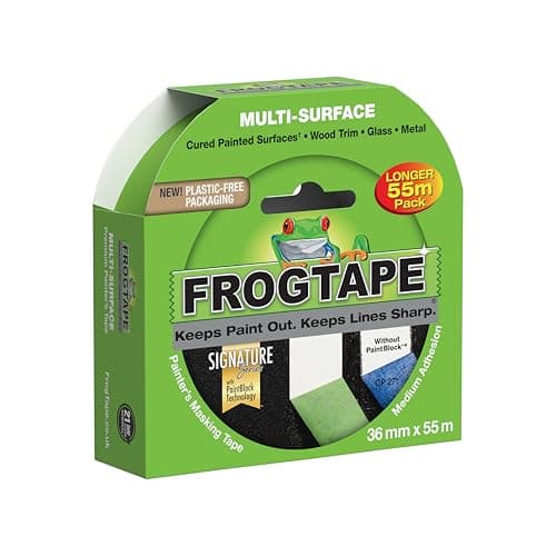 Image of Frog Tape Green Multi Surface Painters Masking Tape, Indoor Painting and Decorating For Sharp Lines and No Paint Bleed 36mm x 55m