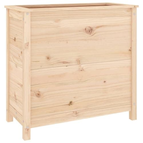 Image of vidaXL Solid Pine Wood Garden Planter - Spacious Rectangular Outdoor Plant Holder for Patio, Balcony, or Garden - Ready to Assemble, Brown