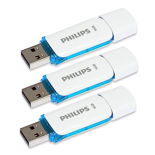 Image of Philips 3 Pack USB Stick 16GB Memory USB 2.0 Flash Drive Snow Edition for PC, Laptop, Computer 3 x 16GB Data Storage Reads up to 21MB/s