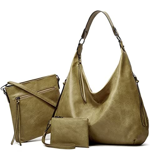 Image of Pahajim Hobo Bags for Women Pu Soft Leather Handbag Shoulder Bags Women Handbag and Purse Set Large Tote Bag Crossbody Bag for Work Shopping Party(Green)