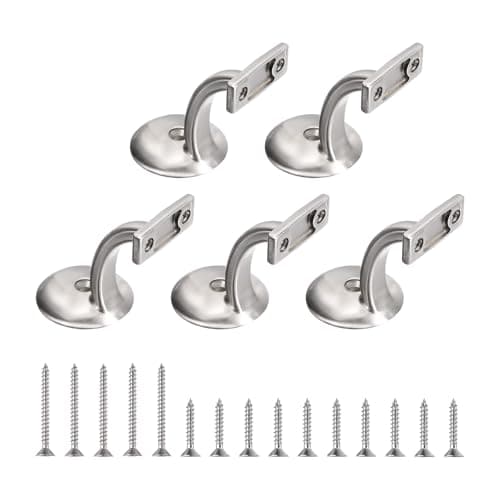 Image of sourcing map 5 Pcs Hand Rail Bracket, Anti-Rust Handrail Holder Brackets Hand Stairway Railing Brackets for Stairways Home Office Vintage Stair Support, Brushed Satin Nickel