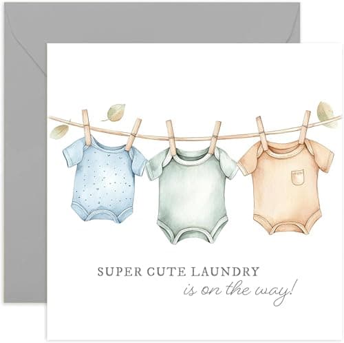 Image of Super Cute Laundry Is On The Way New Baby Greeting Card for Expecting Parents - Baby Shower Gifts for Mummy To Be - Maternity Leave Presents from Team - For Colleague, Coworker, Sister, Friend