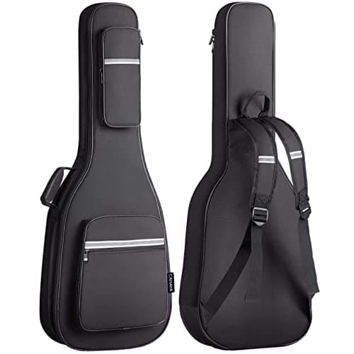 Image of CAHAYA Electric Guitar Gig Bag Padded with 12 mm Padded with Reflective Stripes, Black CY0201, Black, Rembourrage de 12 mm, Modern