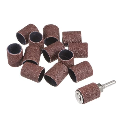 Image of sourcing map 12 Pcs 3/4 Inch Sanding Sleeves Sandpaper Set 80 Grit with 0.24 Inch Drum Mandrels for Rotary Tools