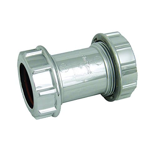 Image of FloPlast CW08 CW08-40MM Chrome Style Polypropylene Compression Waste Coupling, Silver