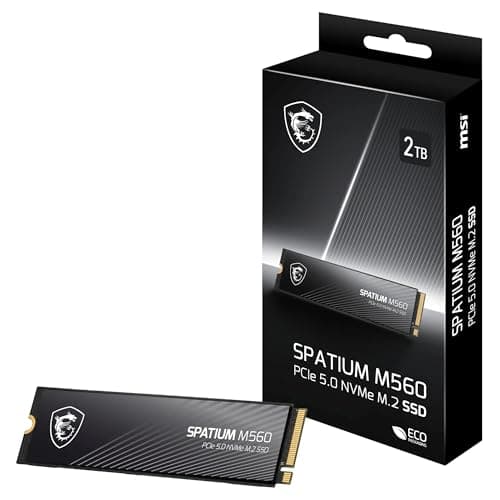Image of MSI SPATIUM M560 SSD 2TB - PCIe 5.0 NVMe M.2 Internal Solid State Drive, 10,300MB/s Read & 8,700MB/s Write, 3D NAND, Built-In Data Security, Center - 5 Year Warranty (1200 TBW)