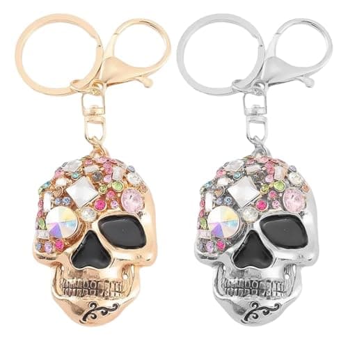 Image of 2 Pieces of Punk Skull Keychain, 3D Crystal Skull Pendant, Retro Ornaments, Bag Decoration Accessories, Creative Gifts.
