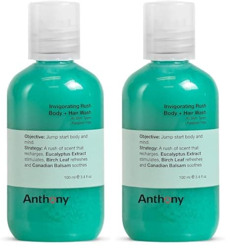 Image of Anthony Invigorating Rush Hair and Body Wash – Pine Wood Scent Contains Eucalyptus Extract, Canadian Balsam & Birch Leaf - 100ml (Pack of 2)