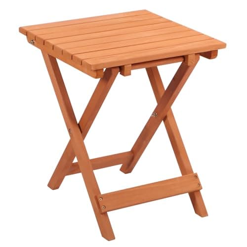 Image of Panana Small Folding Garden Table, Solid Wooden Outdoor Side Table, Foldable Coffee Table for Patio Balcony Bistro Picnic Camping, Square Wood Plant Stand, No Assembly Required