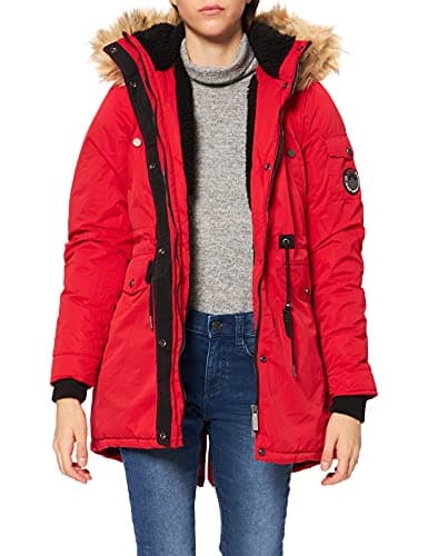 Image of Superdry Women's Nadare Microfibre Parka Parka Not Applicable, Red (Burnt Red Am), 6 (Manufacturer Size: XX-Small)