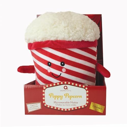 Image of Aroma Home Microwavable Hottie Heated Snack Shaped Plush Lavender Scented Hot Cold Pack (Poppy Popcorn)