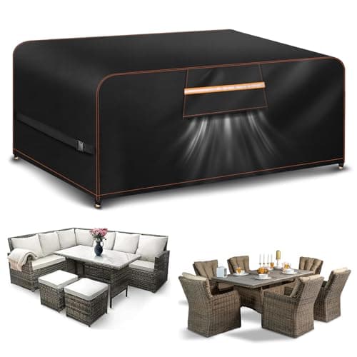 Image of Aoretic Outdoor Garden Furniture Covers Waterproof Rectangular with Air Vent Garden Table Cover Waterproof for Patio Bistro Set Rattan Sofa Chairs Outside Seating 125x63x72CM 420D Oxford Fabric
