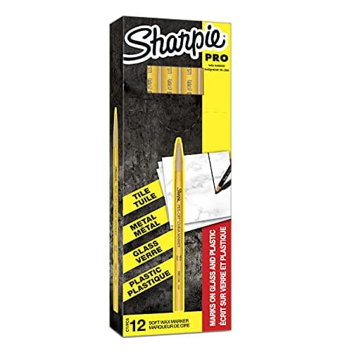 Image of Sharpie Peel Off China Markers | Fine Point | Yellow | Wax Marks on Glass & Plastic | 12 Count