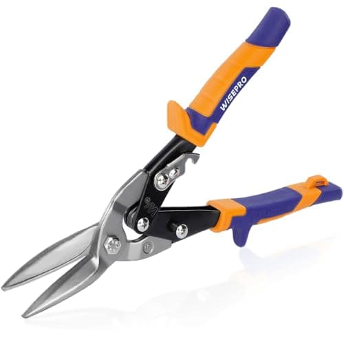 Image of WISEPRO 12'' Heavy Duty Aviation Snips, Lead Snips Straight Cut,Compound Metal Cutter for Cutting Sheet Metal, Aluminum, Sheet UPVC, Wire Mesh,Copper, and Plastic