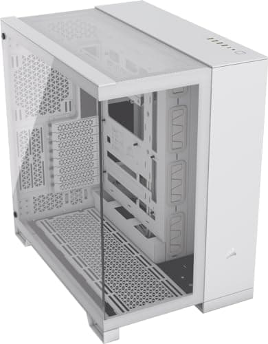 Image of CORSAIR 6500X Mid-Tower ATX Dual Chamber PC Case – Panoramic Tempered Glass – Reverse Connection Motherboard Compatible – No Fans Included – White