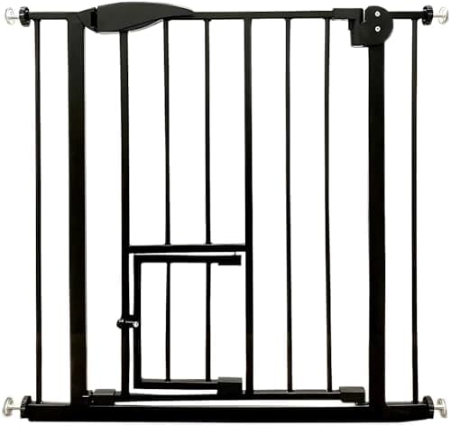 Image of Zanbeel Baby Safety Gate Pet Dog Barrier Auto Close Stair Gate Pressure Fit Child Gate for Stairs & Doorways Easy Install Toddler & Pet Safety Gate (Black,75-82 cm)