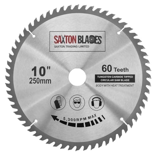 Image of Saxton TCT Circular Wood Saw Blade 250mm x 30mm x 60T for Bosch, Makita etc fits 255mm saws