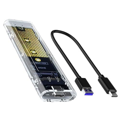 Image of M.2 NVMe SSD Enclosure, Transparent Hard Drive Box, USB 3.1 Gen 2 External SSD, Supports M & M+B Key, Enclosure for NVMe & SATA M.2 Drives, Type-c Mobile Hard Drive Box M2