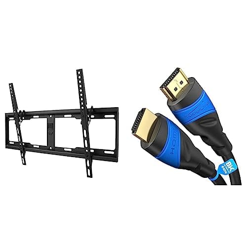 Image of One For All TV Bracket – Tilt (15°) Wall Mount – Screen size 32-84 Inch - For All types of TVs (LED LCD Plasma) – Black - WM4621 & HDMI Cable 8K / 4K – 3m – with A.I.S Shielding – Designed in Germany