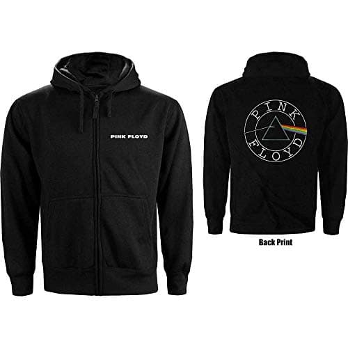 Image of Pink Floyd Hoodie Dark Side of The Moon Circle Logo Official Mens Black Zipped XL