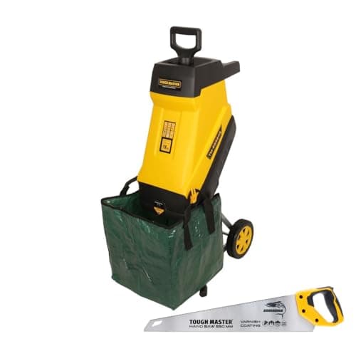 Image of TOUGH MASTER Electric Garden Shredder 2400W, Portable with 10 Metre Power Cable, 45mm Chipping Width, 45L Collection Bag, Double Sided Blade System, Auto Shut-Off (With 550mm Hand Saw)