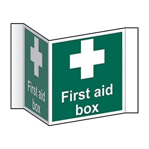 Image of First Aid Kit Location 3D Projection Sign - Green/White, Self Adhesive Mounting Strips, Double-Sided W200mm x 200mm, Workplace & Office First Aid Point Marker