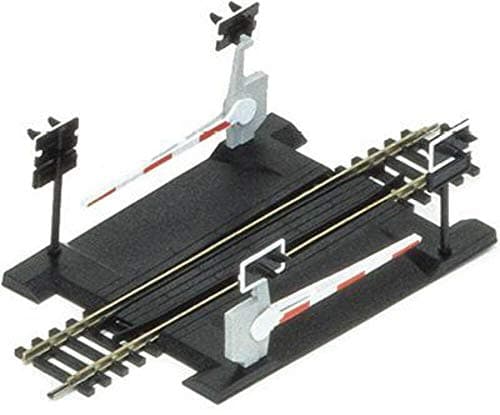 Image of Hornby R646 OO Gauge Level Crossing Single Track - Extra Track Pieces for Model Railway Sets, Model Train Track Pieces - Scale 1:76, Black