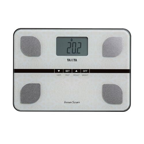 Image of Tanita BC-732 Compact Family Body Composition Scale, Glass Weighing Scales Body Weight Monitor, Accurate Weight Scale & Body Scales, Off White Paisley