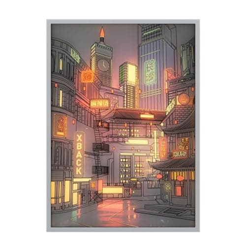 Image of Illuminated Cityscape Wall Art | Led City Skyline Canvas | Glow-in-the-dark Urban Artwork | City Skyline Wall Decor | Led City Lights Artwork | Radiant City At Night Painting
