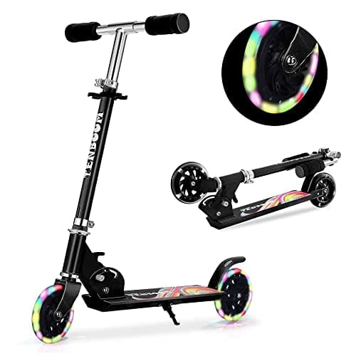 Image of TENBOOM Kids Scooter Ages 6-12, Adjustable Handlebar, Light Up, Black