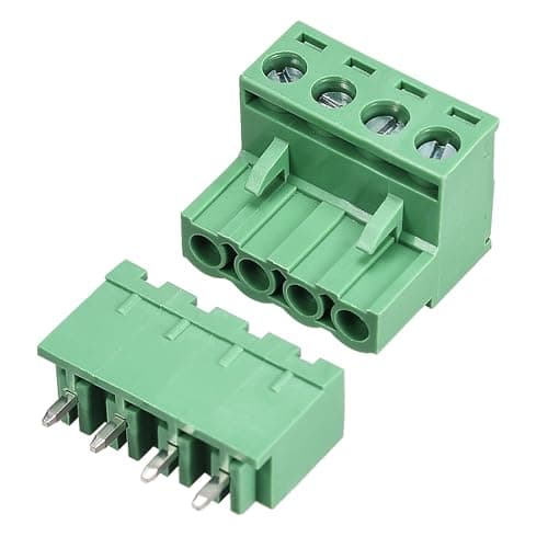 Image of TA-VIGOR 4 Pin 5.08mm Pitch PCB Screw Terminal Block Set, Male and Female Connector Blocks Electrical, 300V 15A, Green, 10 Sets