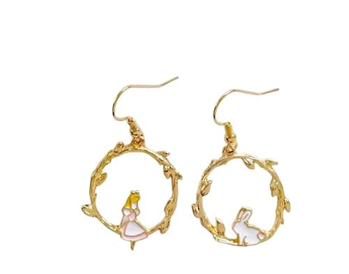 Image of Alice in Wonderland earrings, fairy earrings, fairy necklace, fairy figurine