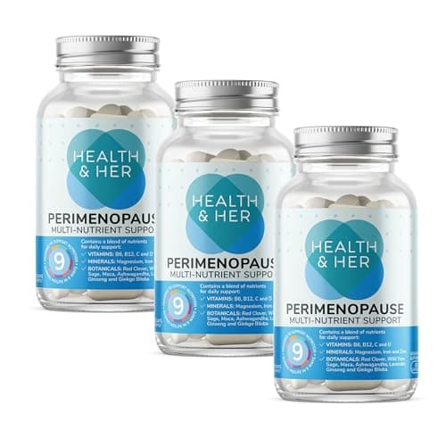 Image of Health & Her Perimenopause Supplements for Women - Wellbeing Support for The Early Stage of Menopause - 3 Month Supply, 180 Capsules - Vegan & Gluten Free