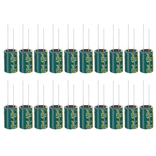 Image of PATIKIL 63V 470uF Electrolytic Capacitors, 20Pcs 13x20mm Aluminum High Frequency Electrolytic Capacitors for TV, LCD Monitor, Refrigerator, Circuit Boards, Green