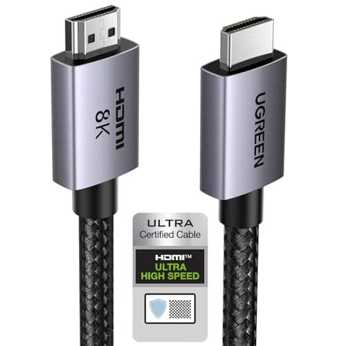 Image of UGREEN HDMI 2.1 Cable Certified 10K 8K 4K 1440P@240/165/120Hz eARC HDR Dolby Vision Atmos HDCP 2.3 48Gbps Ultra High Speed Compatible with PS5 Xbox Series X/S Laptop TV Soundbar Game Monitor PC(0.5M)