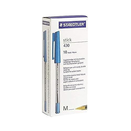 Image of STAEDTLER Stick Ball Point Pen Medium Blue Pack of 10