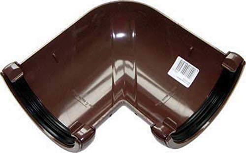 Image of FLOPLAST 112mm Round Gutter Pipe 90 Degree Angle - Brown