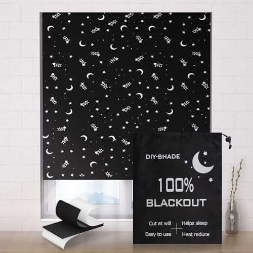 Image of Valquid Blackout Blind, 200×145cm Temporary Blackout Blinds Stick on Window, Portable Blackout Blind with 10 Pairs Velcro – Blackout Curtains for Bedroom, Cut to Any Size or Shape