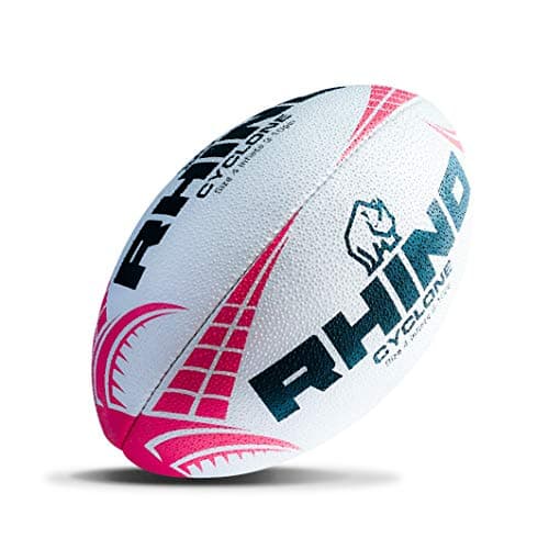 Image of Rhino Cyclone Rugby Ball White/Red Size 5