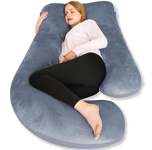 Image of Chilling Home Pregnancy Pillow, 55 inches Maternity Pillow for Pregnant Women, Comfortable J Shaped Full Body Pillow Pregnancy Pillows for Sleeping, with Washable Cover (Grey)