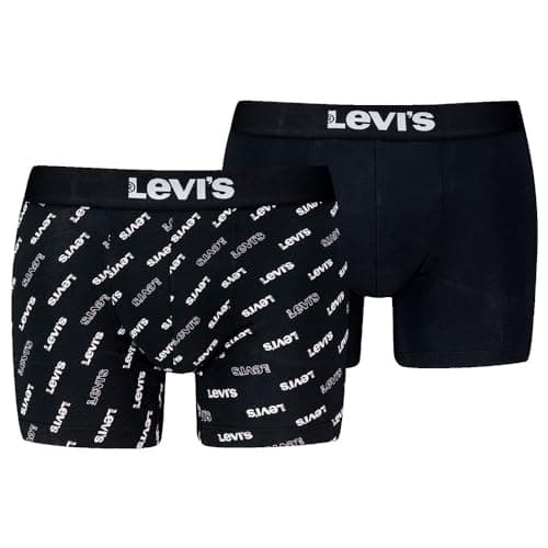 Image of Levi's Logo All-Over Print Organic Cotton Boxer Briefs, Black/White